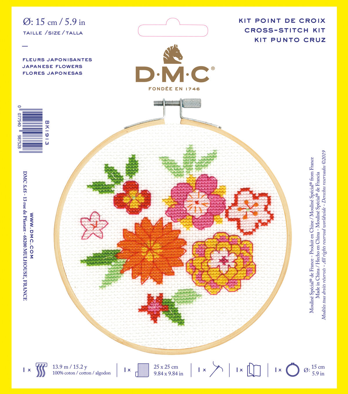 DMC 6 Japanese Flowers Counted Cross Stitch Kit