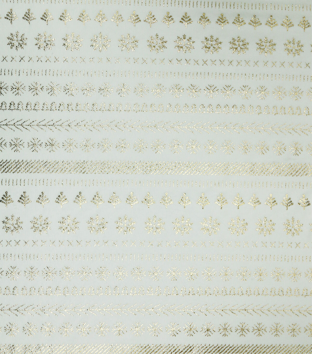 Gold Foil Fair Isle on White Pure Plush Fleece Fabric