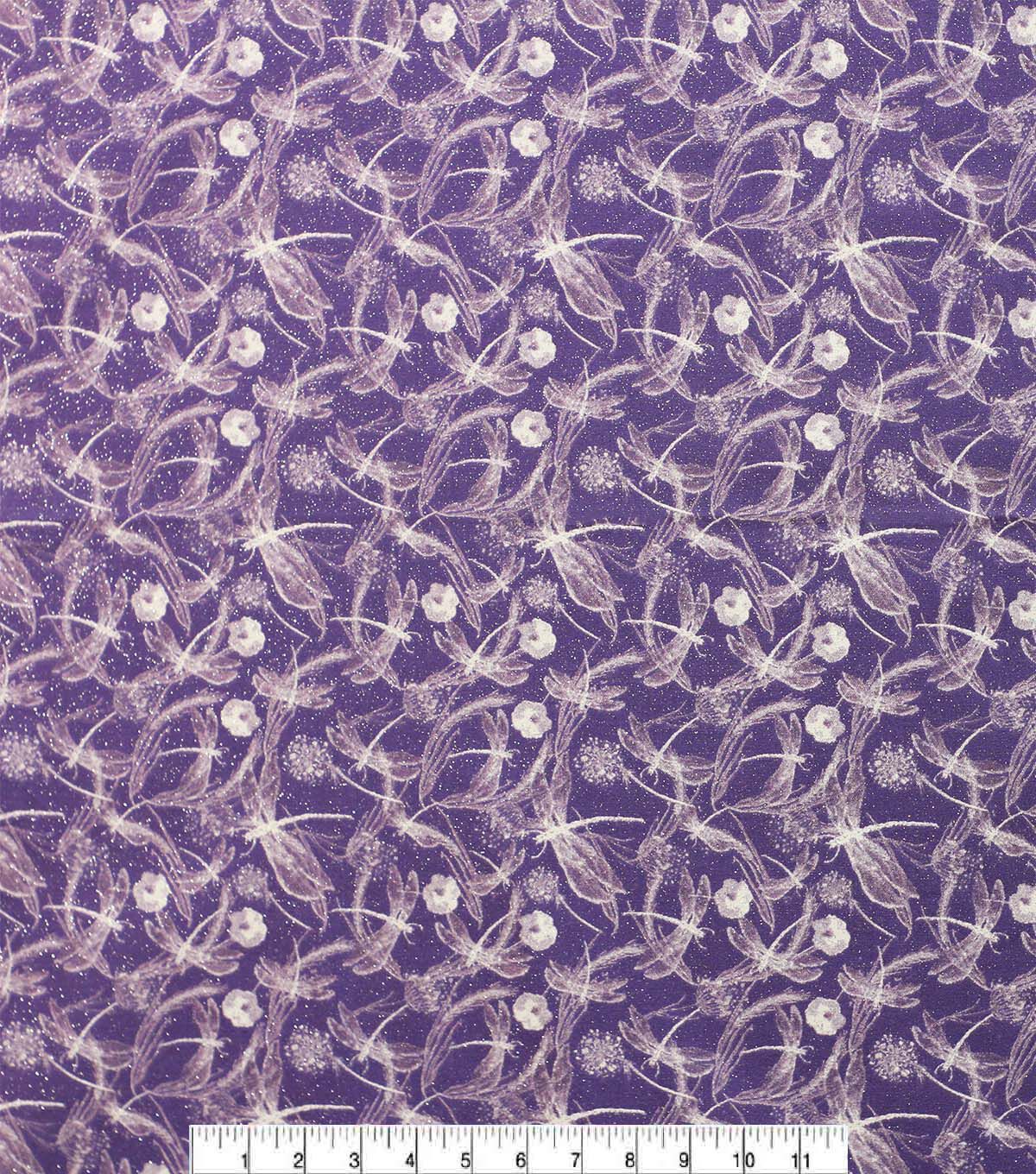 Dragonfly on Purple Glitter Quilt Cotton Fabric by Keepsake Calico