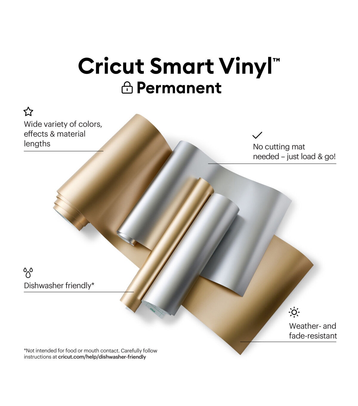 Cricut 13 x 3' Silver Matte Metallic Permanent Smart Vinyl Roll