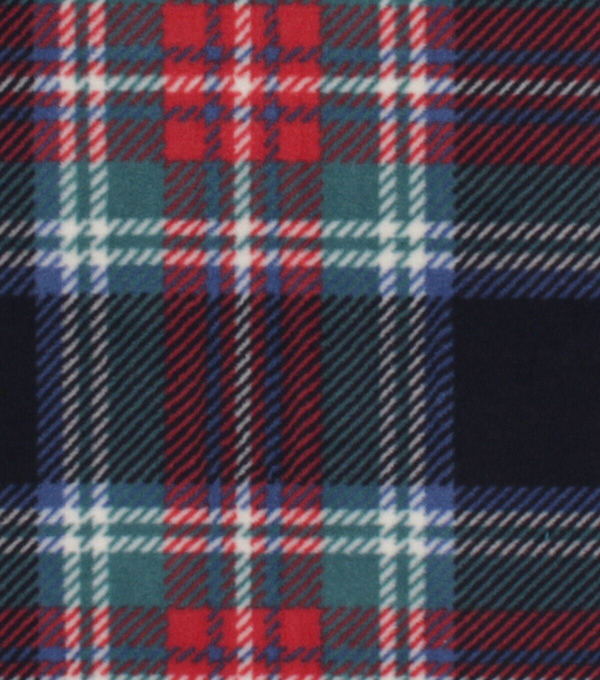 Navy & Red Tartan Plaid Anti Pill Fleece Fabric