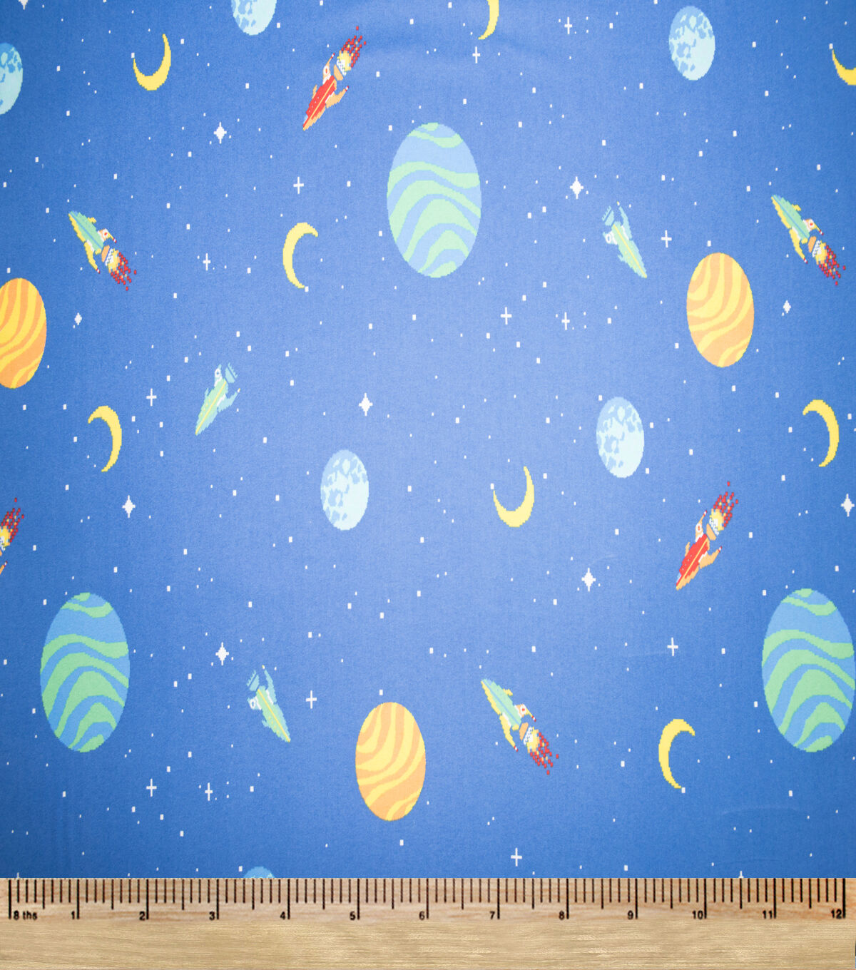 Super Snuggle Pixal Space Icons Flannel Fabric