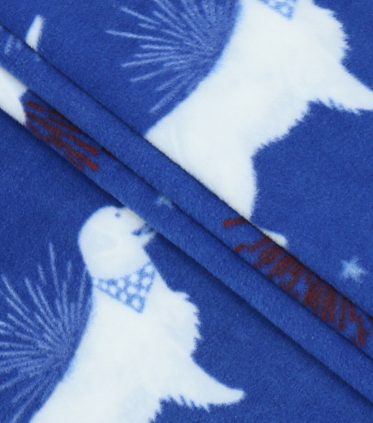 Patriotic Dogs on Blue Anti Pill Fleece Fabric