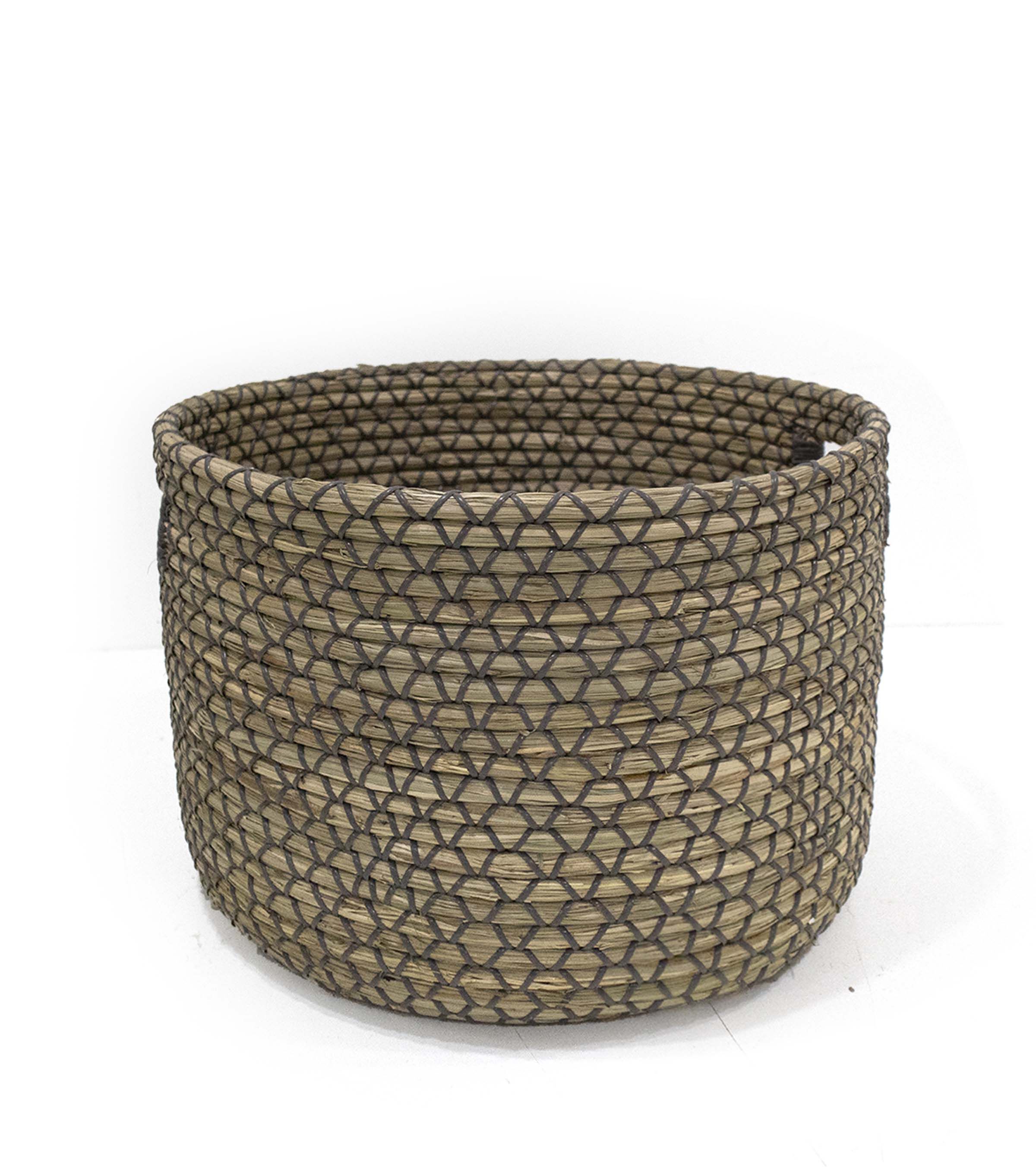 16 Seagrass Woven Basket With Cutout Handle by Place & Time