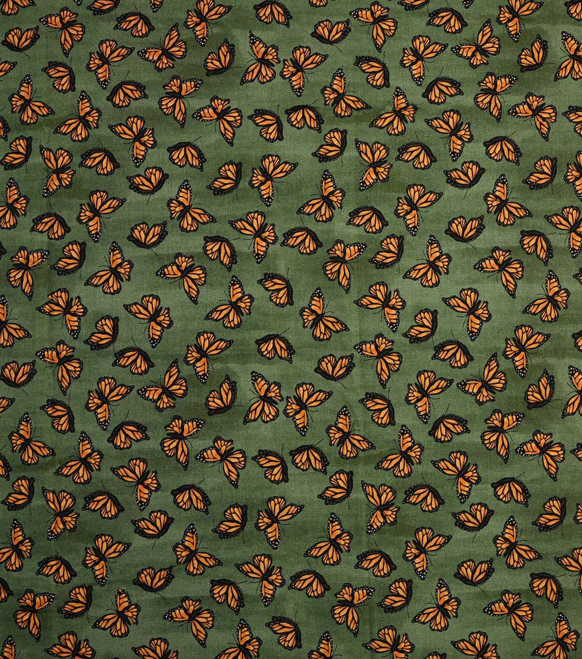 Brent Carlson Monarch On Green Premium Quilt Cotton Fabric