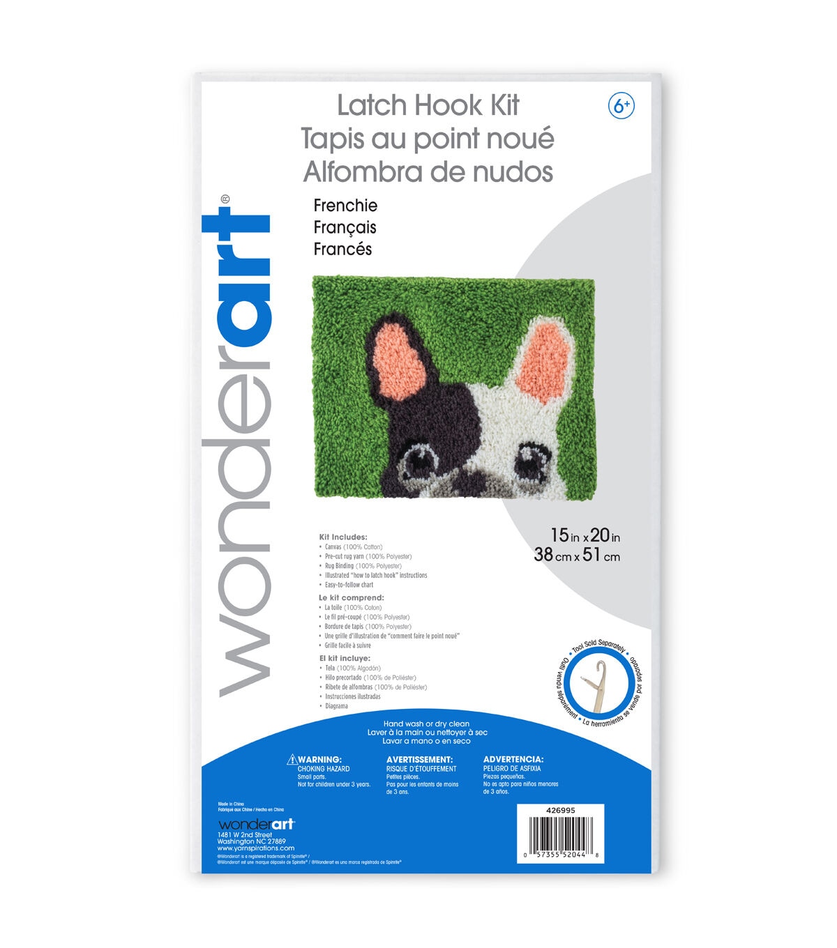 Wonderart Frenchie Latch Hook Kit 15 x 20