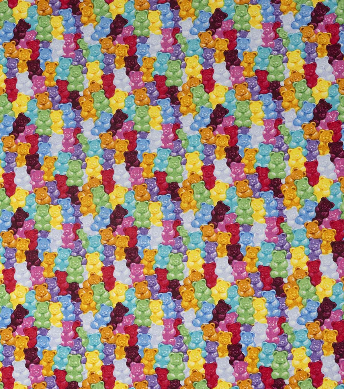 Multicolor Gummy Bears Novelty Cotton Fabric