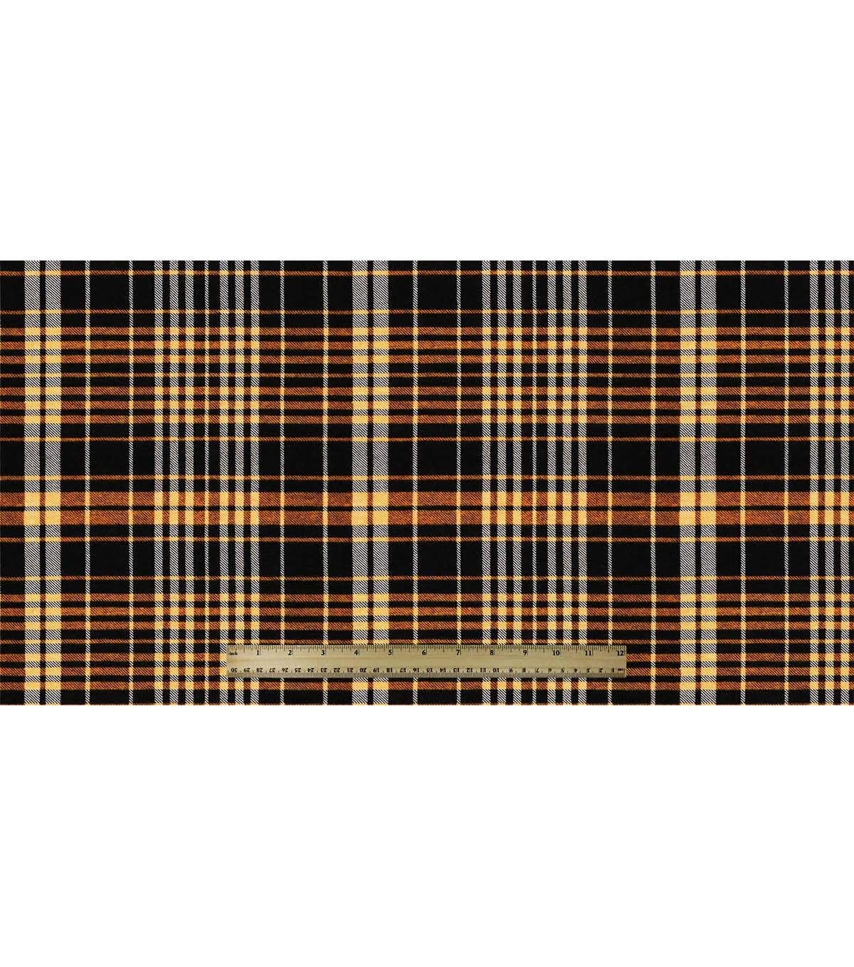 Black & Orange Plaid Super Snuggle Flannel Fabric