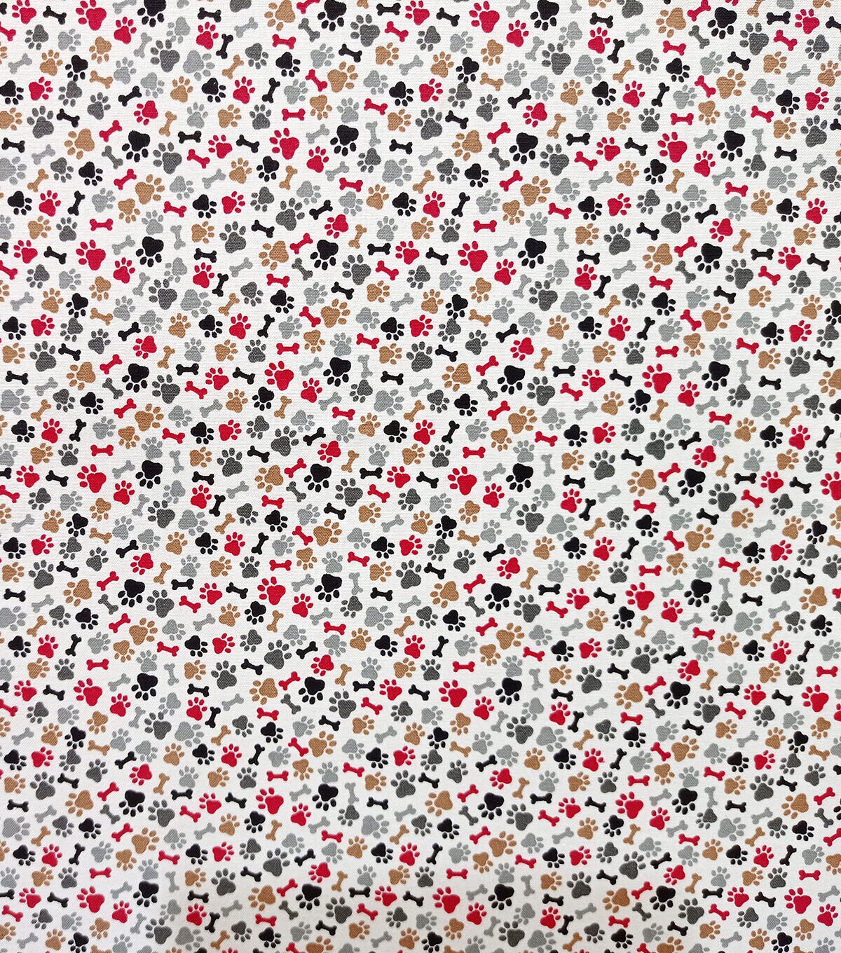 Bones And Paws Red Brown Novelty Cotton Fabric