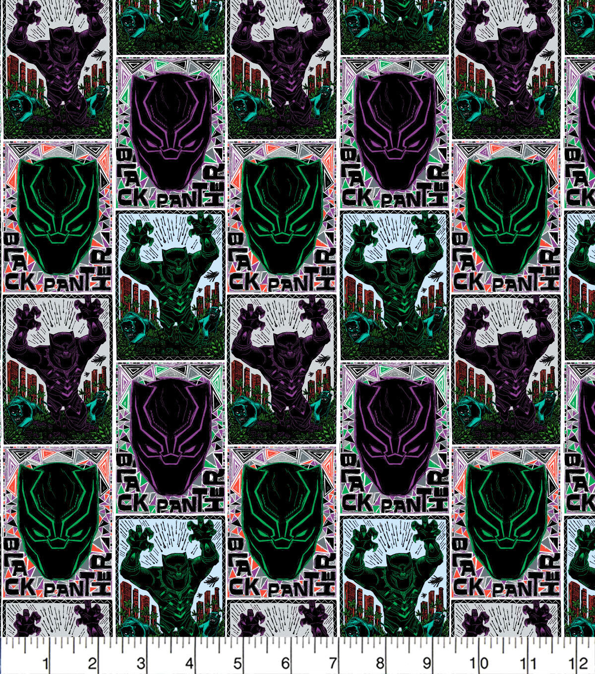 Black Panther Linocut Poster Cotton Fabric