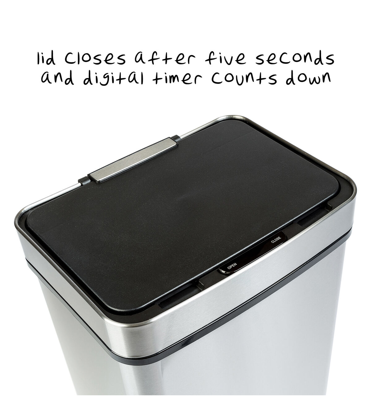 Honey Can Do 24 Silver Stainless Steel 50L Trash Can With Motion Sensor