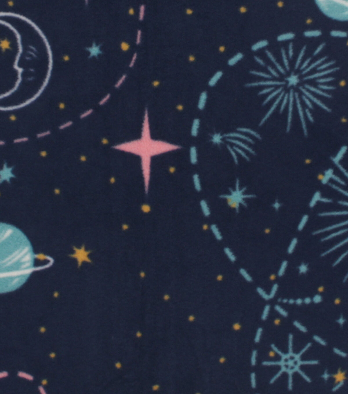 Celestial Sky on Blue Anti Pill Fleece Fabric