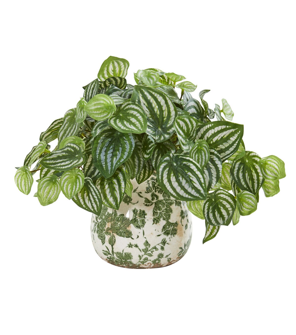 Nearly Natural 15 Real Touch Watermelon Peperomia Plant in Vase