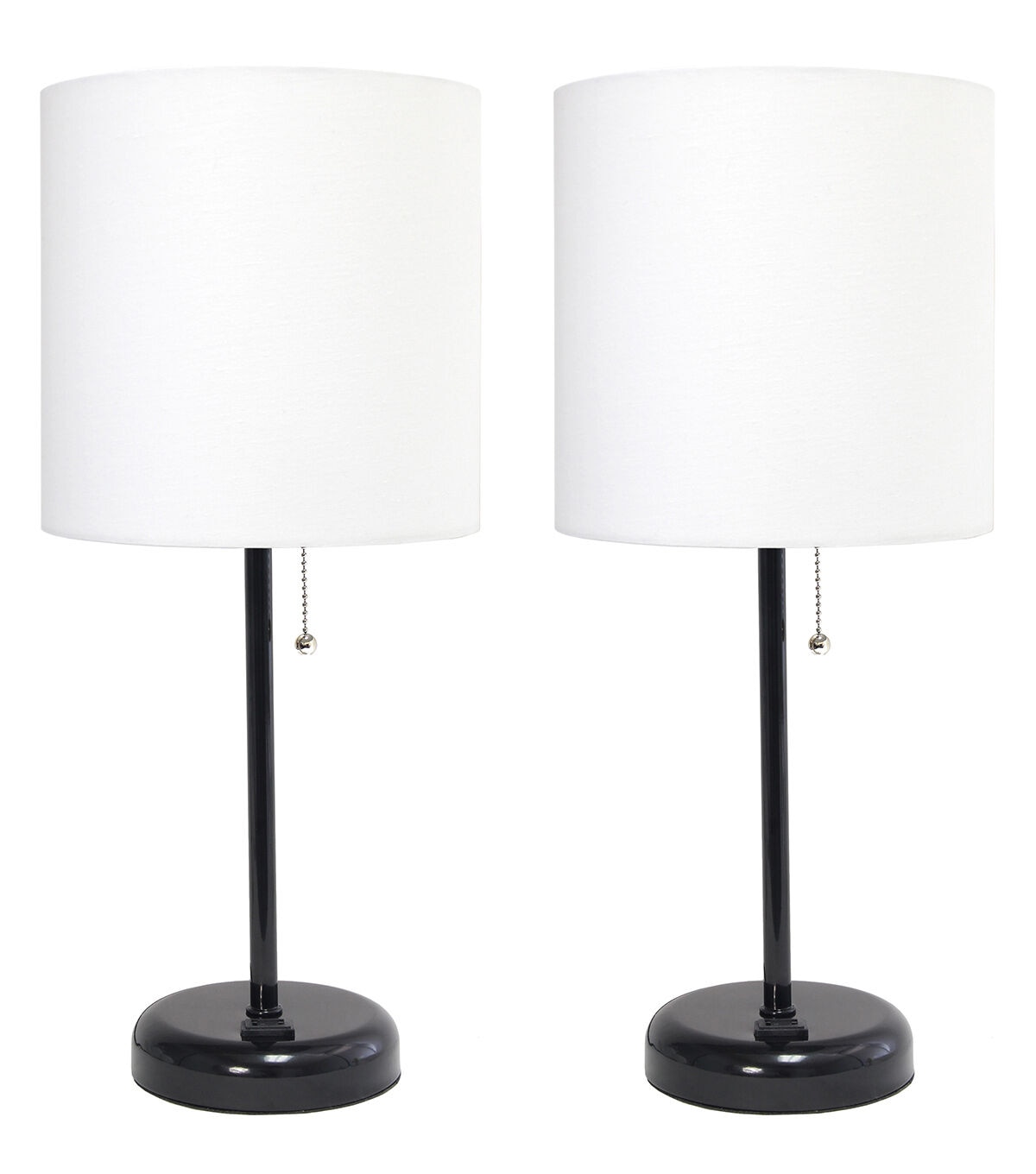 All The Rages 19.5 Black Stick Lamp With Charging Outlet 2pk