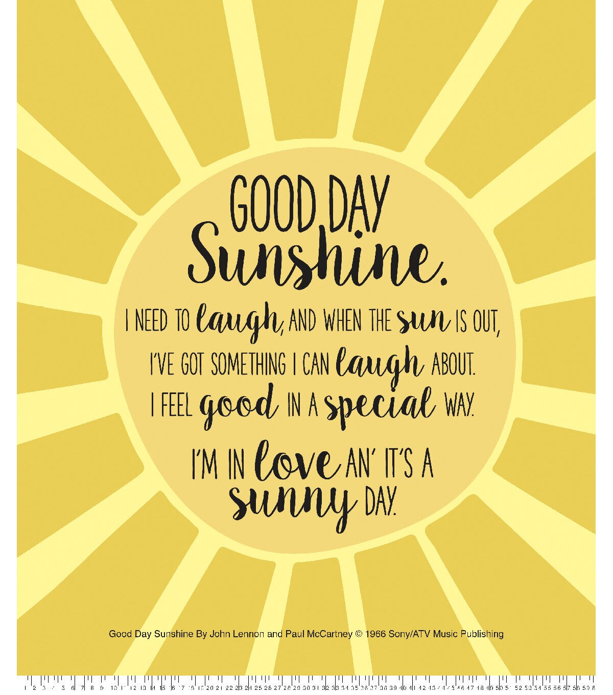 Lyrics by Lennon & McCartney No Sew Fleece Throw 72 Sunshine