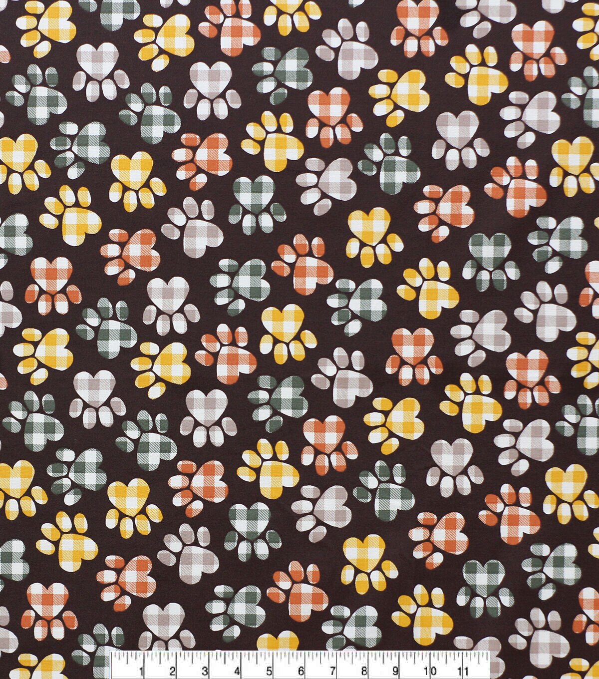 Fall Buffalo Check Paws Novelty Cotton Fabric