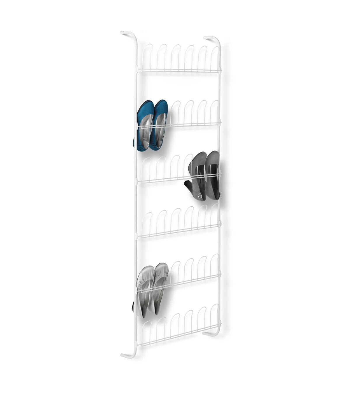 Honey Can Do 22.5 x 63 White Steel 18 Pair Over The Door Shoe Rack