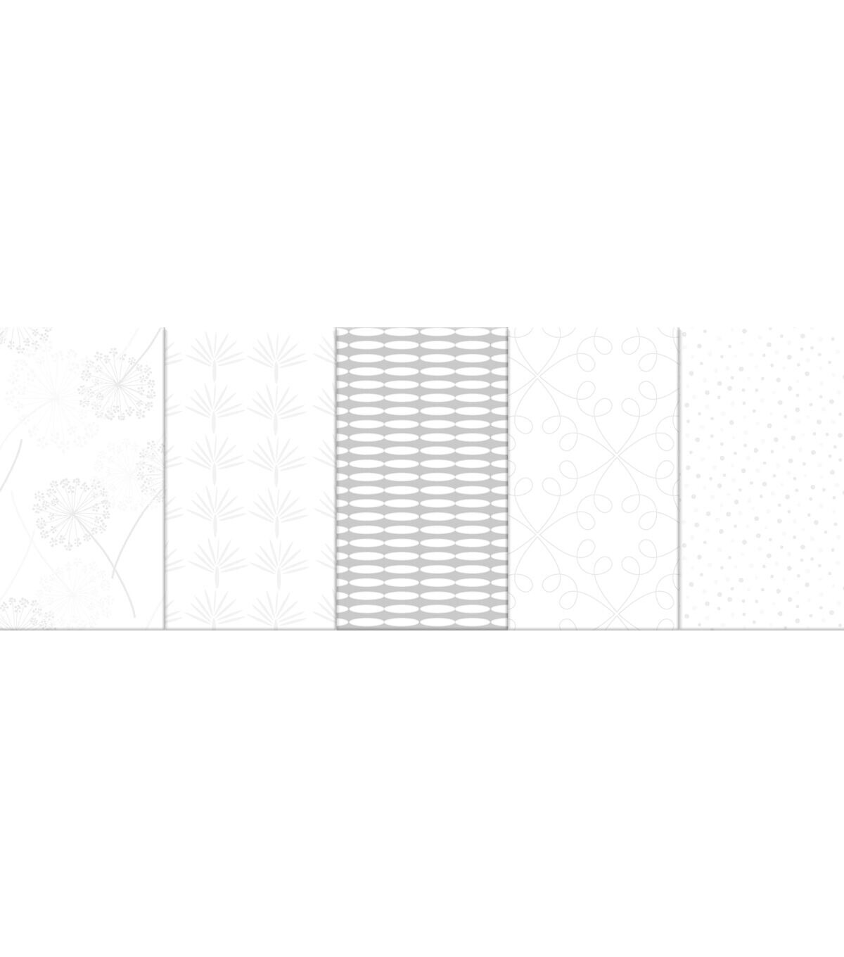 18 x 21 White Glitter Cotton Fabric Quarters 5ct by Keepsake Calico