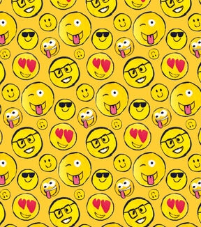 St. Jude Yellow Faces Cotton Fabric by Calvin