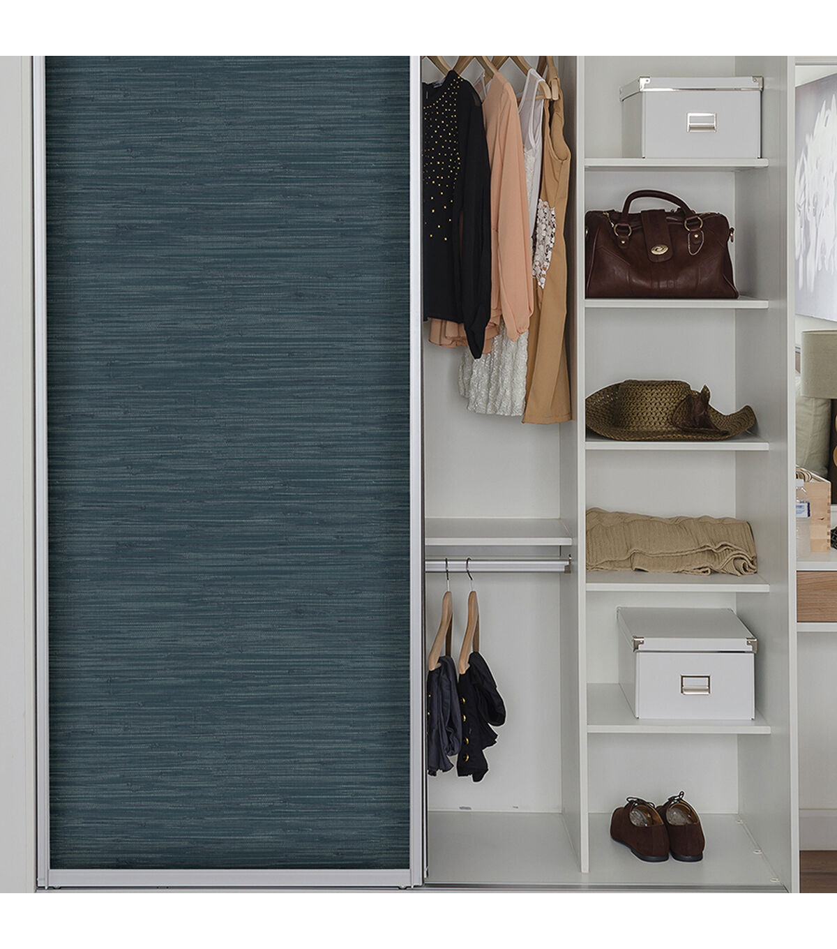 Wallpops NuWallpaper Peel & Stick Wallpaper Steel Blue Grassweave