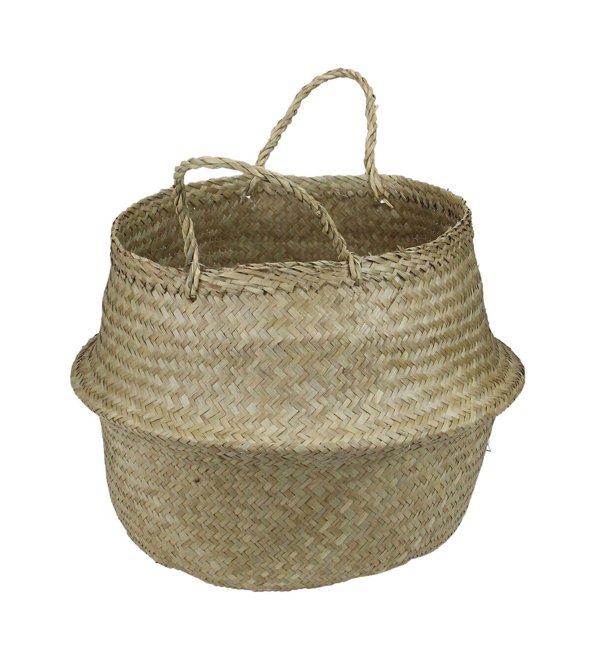 Northlight 15 Brown Seagrass Belly Wicker Basket With Handles