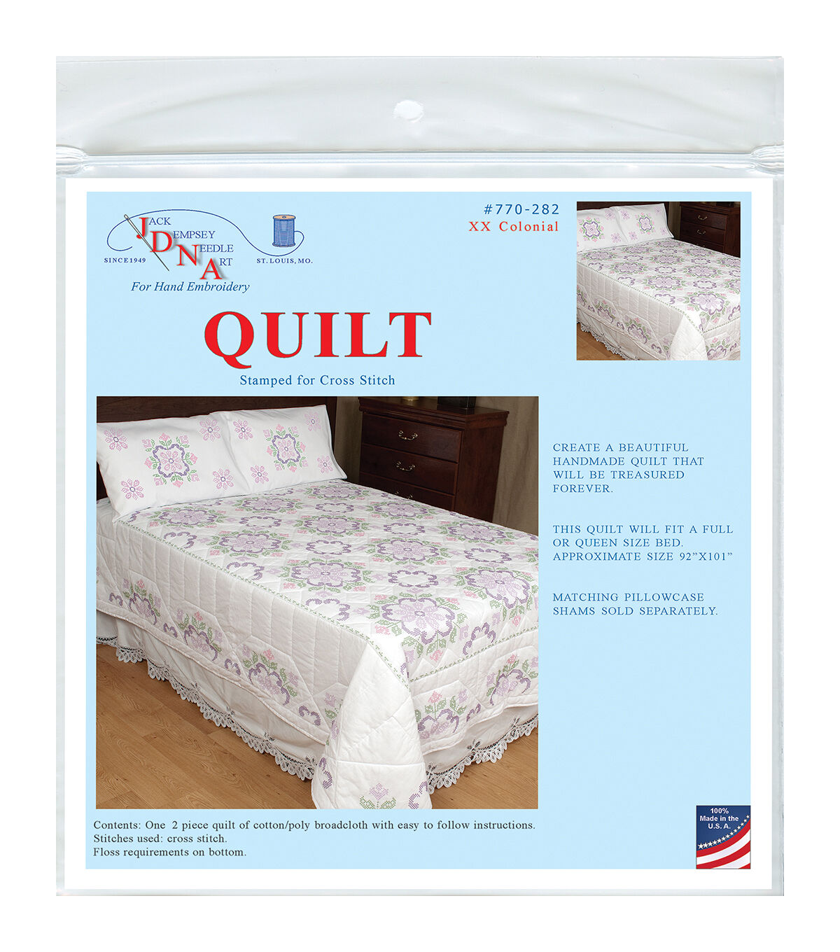 Jack Dempsey 92 x 101 XX Colonial Stamped Quilt Top