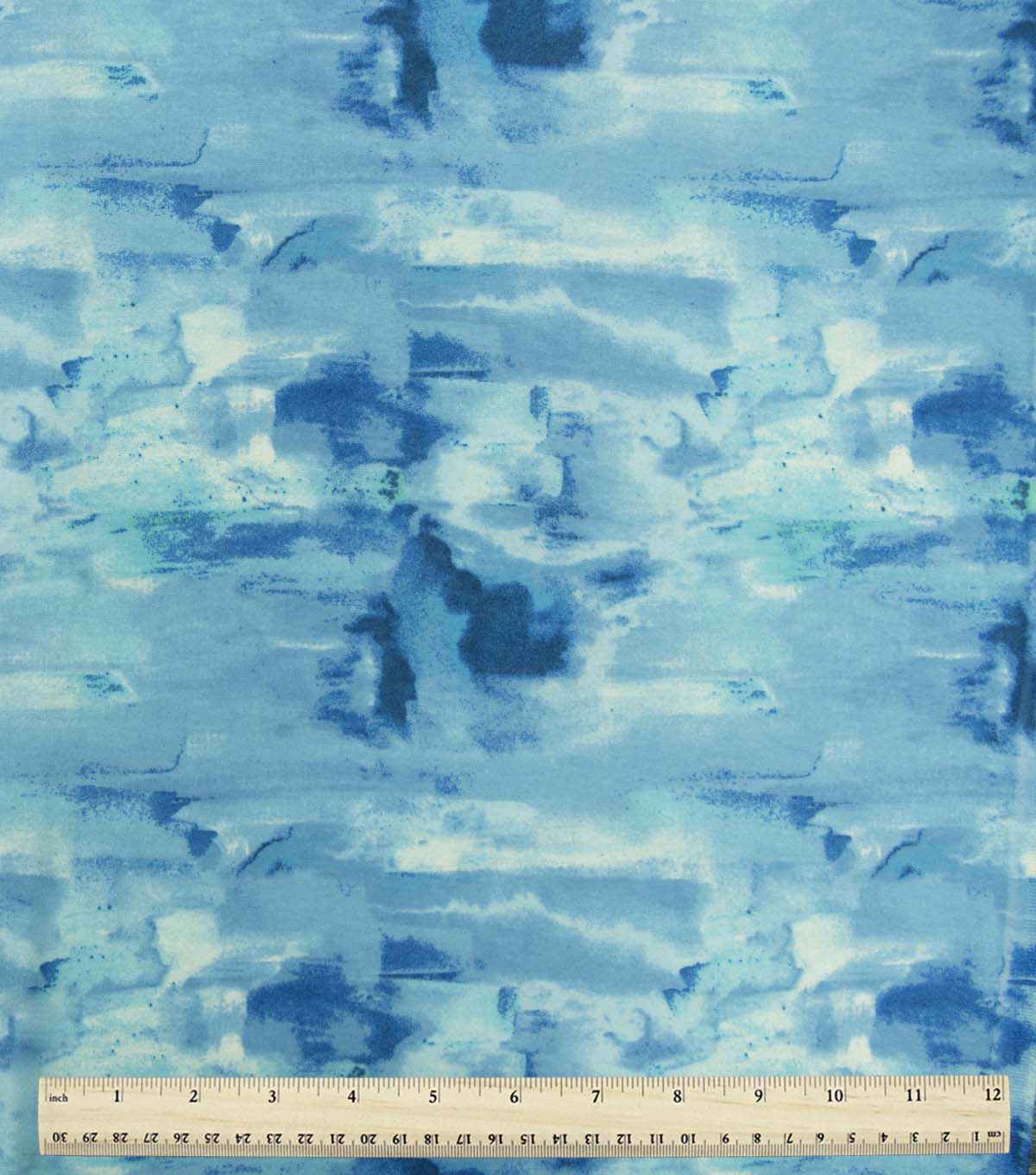 108 Wide Blue Watercolor Strokes Flannel Fabric