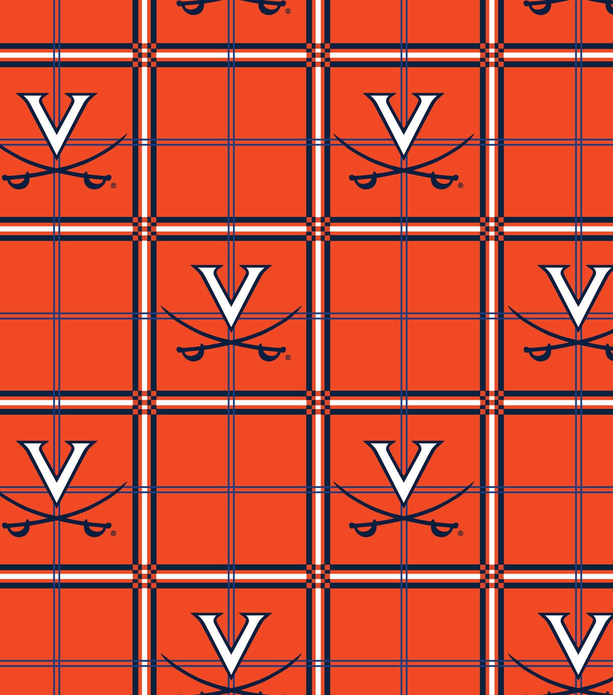 University of Virginia Cavaliers Flannel Fabric 42 Plaid