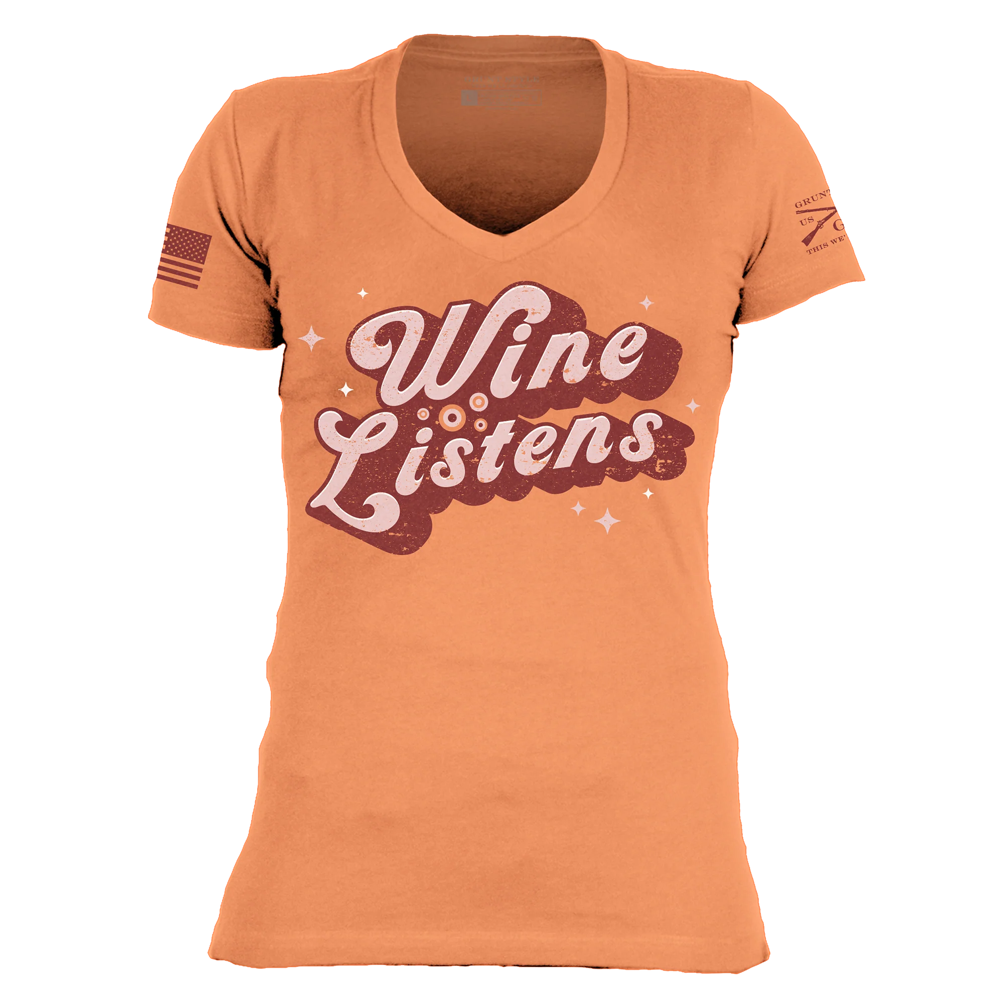 Women's Wine Listens V-Neck - Apricot Crush