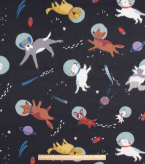 Astronaut Dogs Blizzard Fleece Fabric