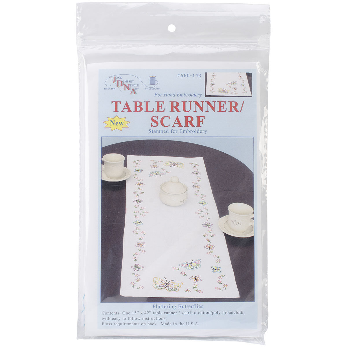 Jack Dempsey 15 x 42 Fluttering Butterflies Stamped Table Runner