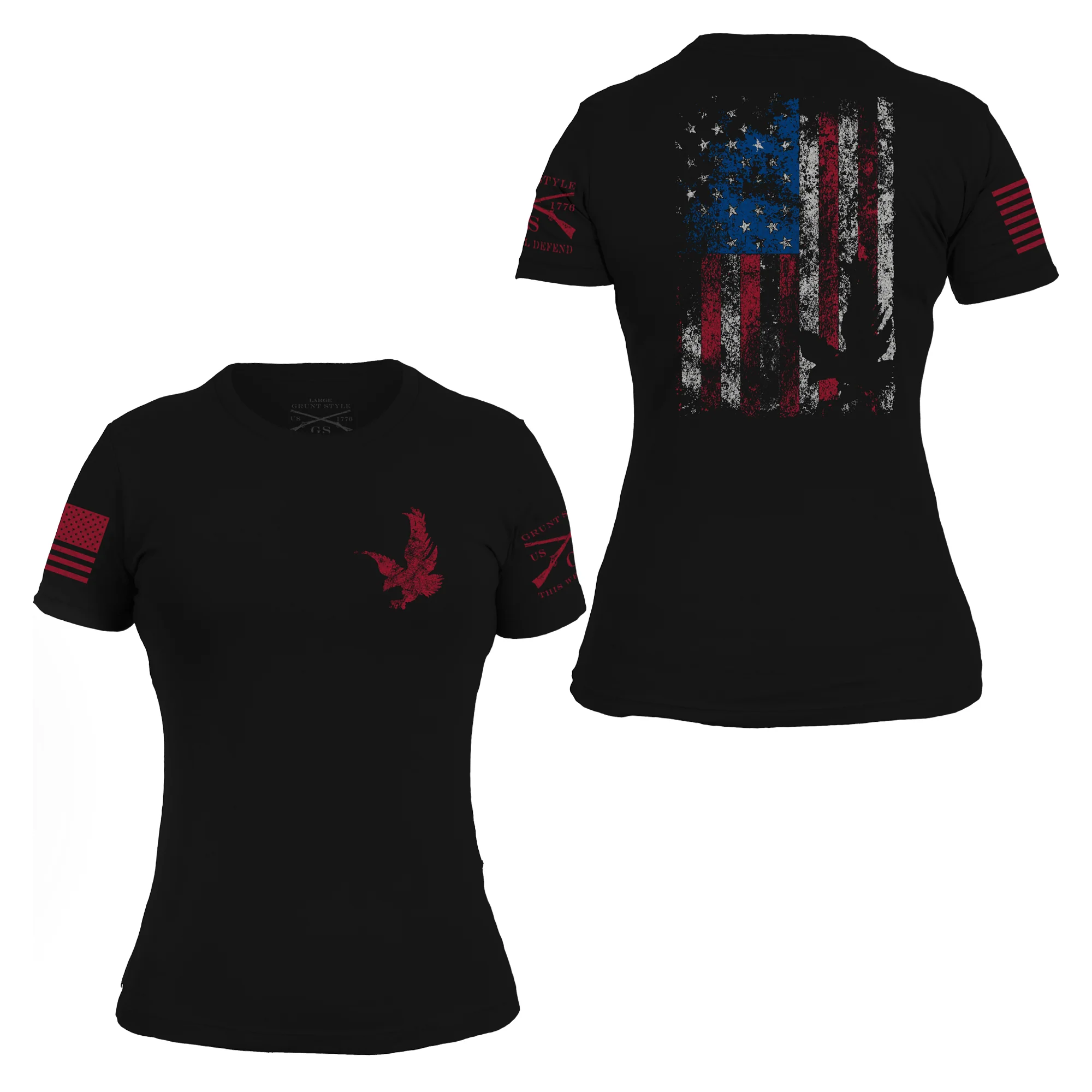 Women's Freedom Flag T-Shirt - Black