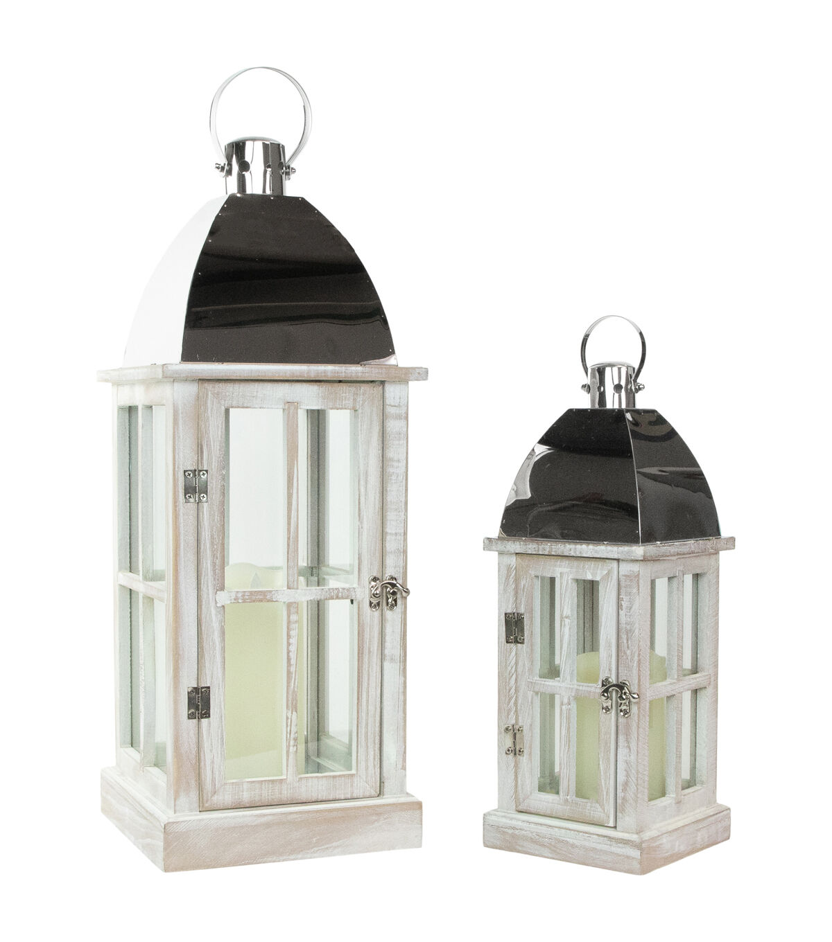 Northlight 2ct Antique Wood Candle Lanterns