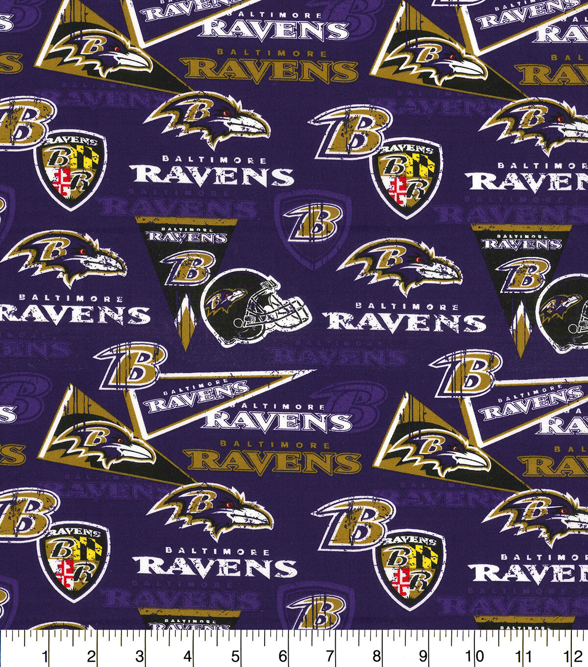 Fabric Traditions Baltimore Ravens Cotton Fabric Retro
