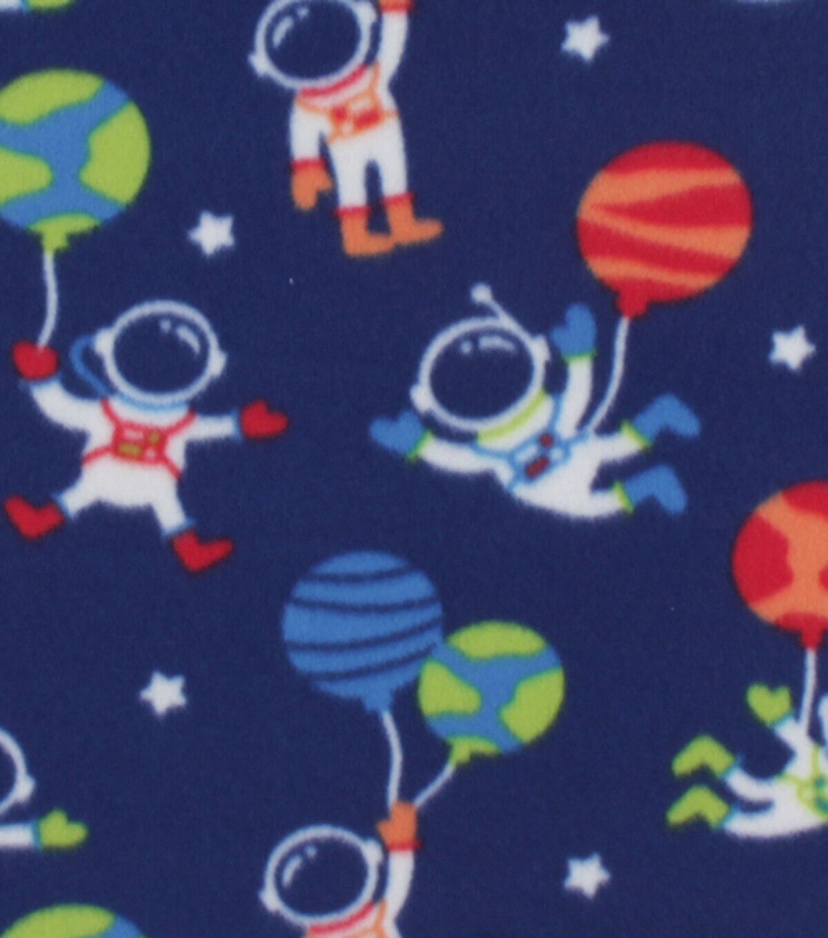 Balloon Astronaut Blizzard Prints Fleece Fabric