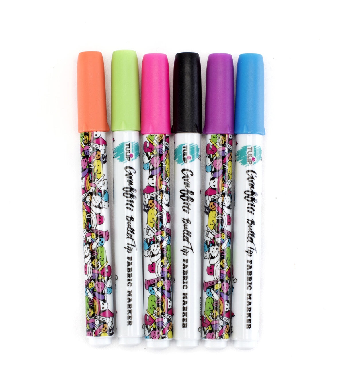 Tulip 6 pk Graffiti Bullet Tip Fabric Markers Neon
