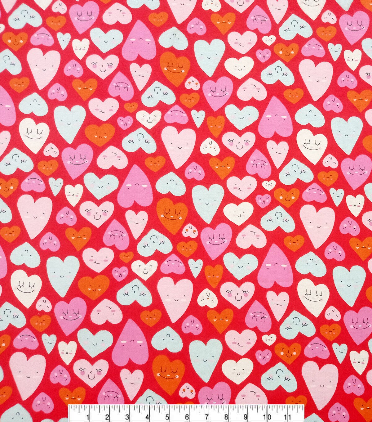 Valentine's Day Hearts on Red Super Snuggle Flannel Fabric by POP!