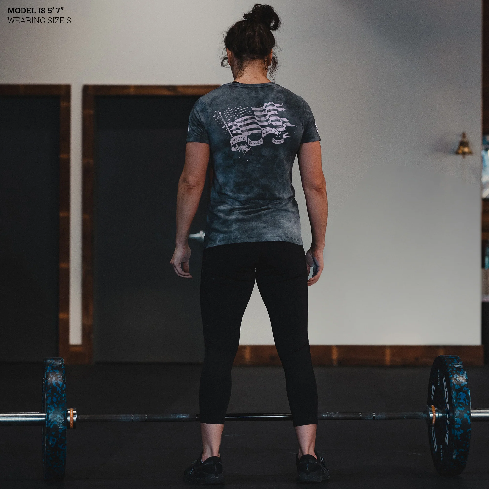 Women's Flag Salute Slim Fit T-Shirt - Black Wash