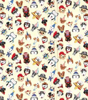 Fabric Traditions Dogs With Hats on White Novelty Cotton Fabric