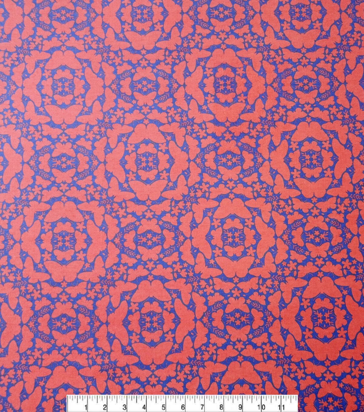 Orange & Blue Mirrored Butterflies Super Snuggle Flannel Fabric