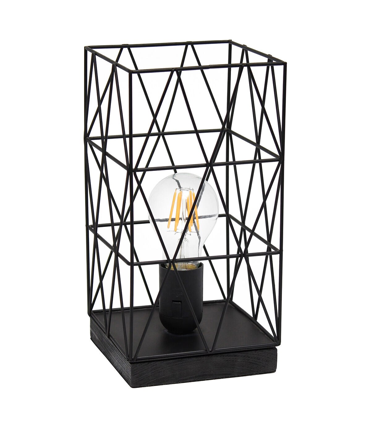 All The Rages Black Geometric Square Metal Table Lamp