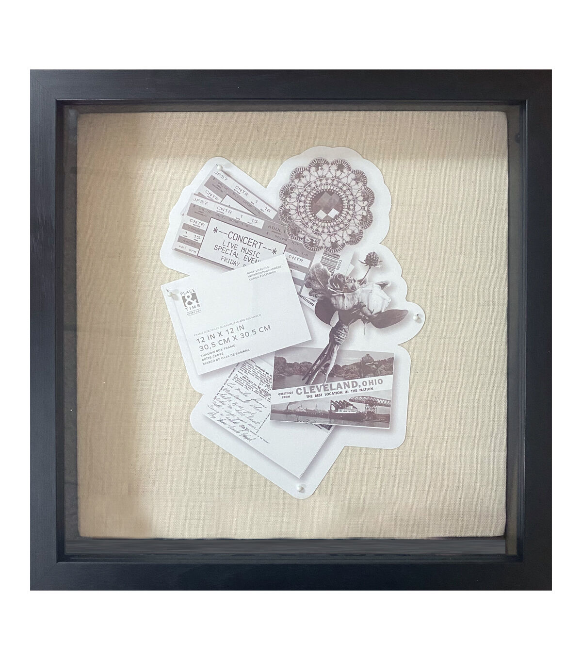 12 x 12 Black Front Loading Shadow Box by Place & Time