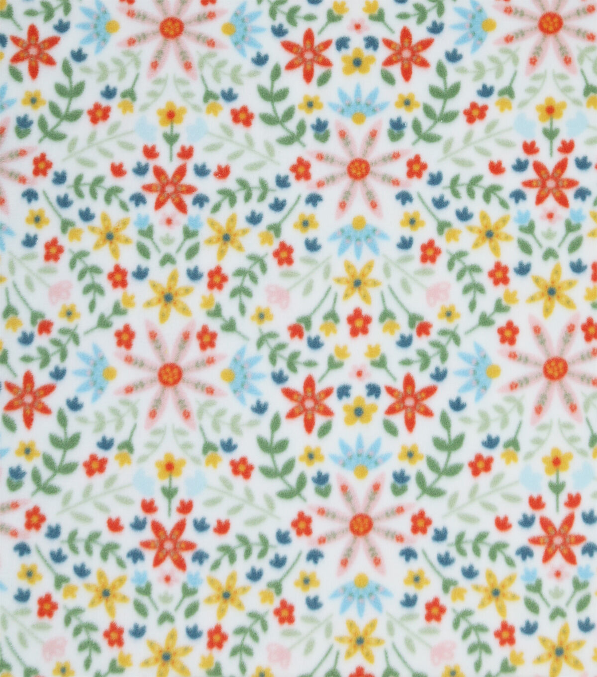 Cute Mirrored Floral on White Anti Pill Plush Fleece Fabric