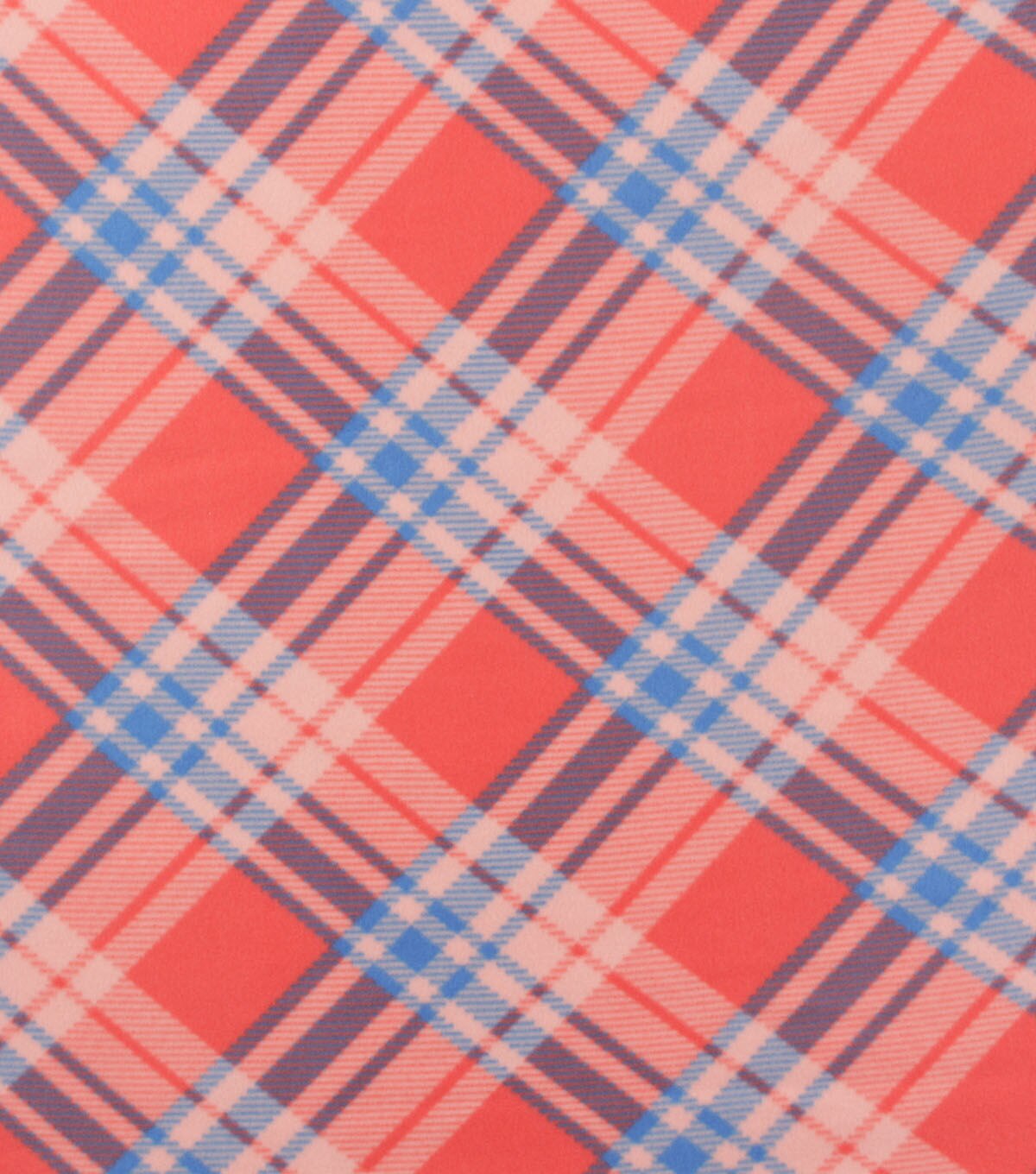 Coral Bias Plaid Blizzard Fleece Fabric