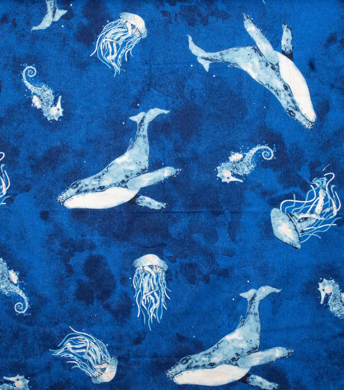 Super Snuggle Watercolor Whales Flannel Fabric