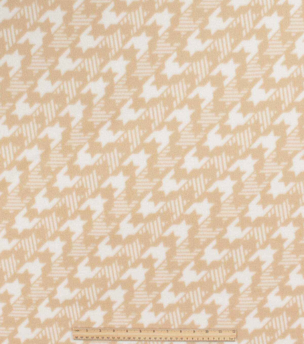 Brown Diagonal Houndstooth Blizzard Fleece Fabric