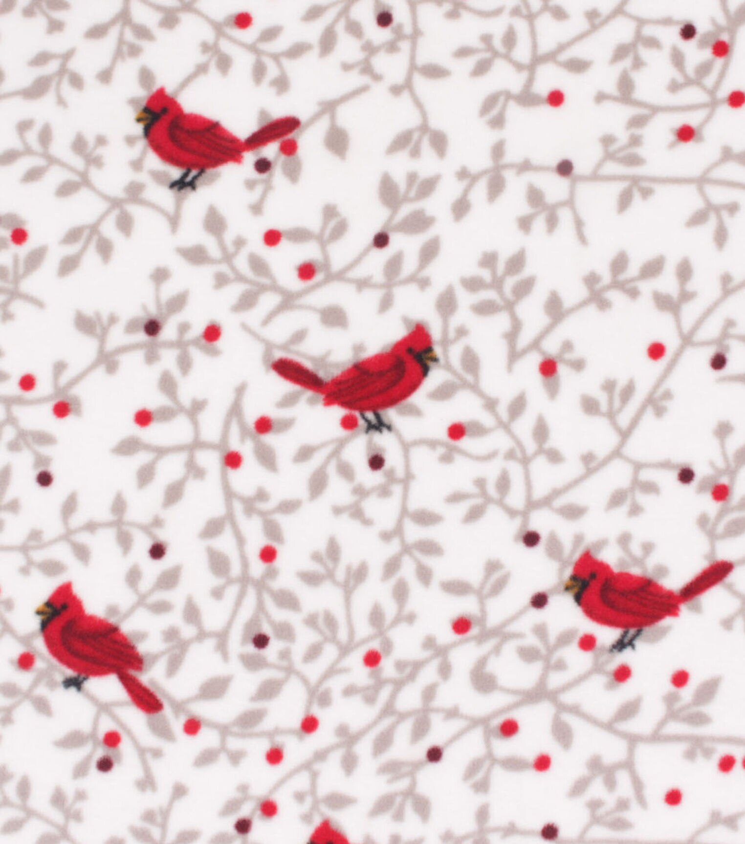 Red Cardinals on Vines Anti Pill Fleece Fabric