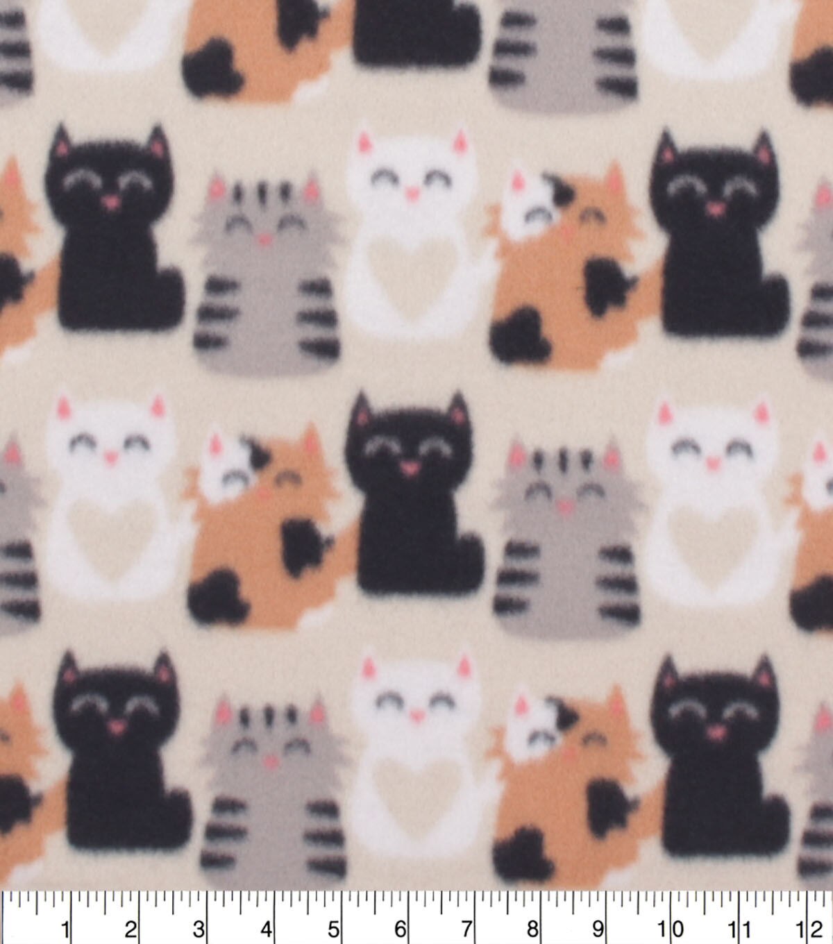 Heart Cats Blizzard Fleece Fabric