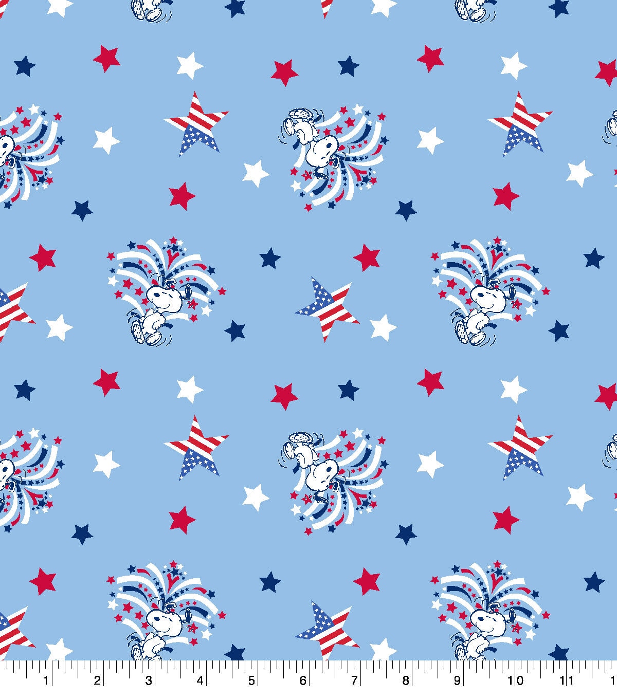 Patriotic Snoopy Star Spangled Cotton Fabric