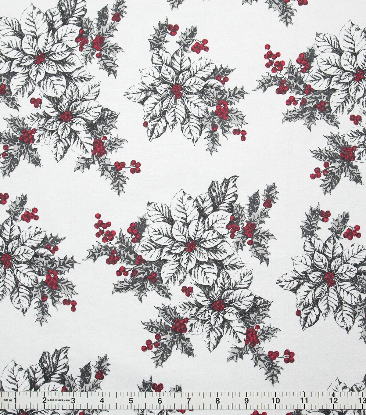 White Poinsettia Super Snuggle Flannel Fabric